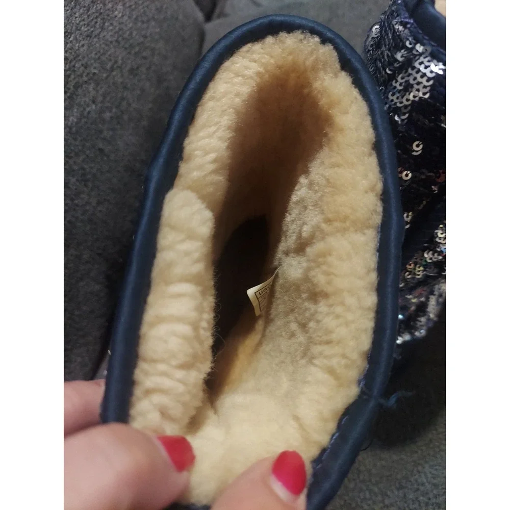 Ugg Blue Sequin Wintet Boots Size 9 Y2K ***read Description*** Sheepskin Fur